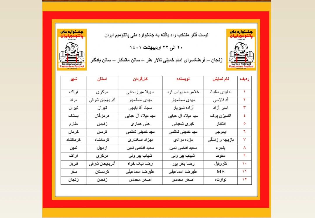 جشنواره ملی پانتومیم ایران