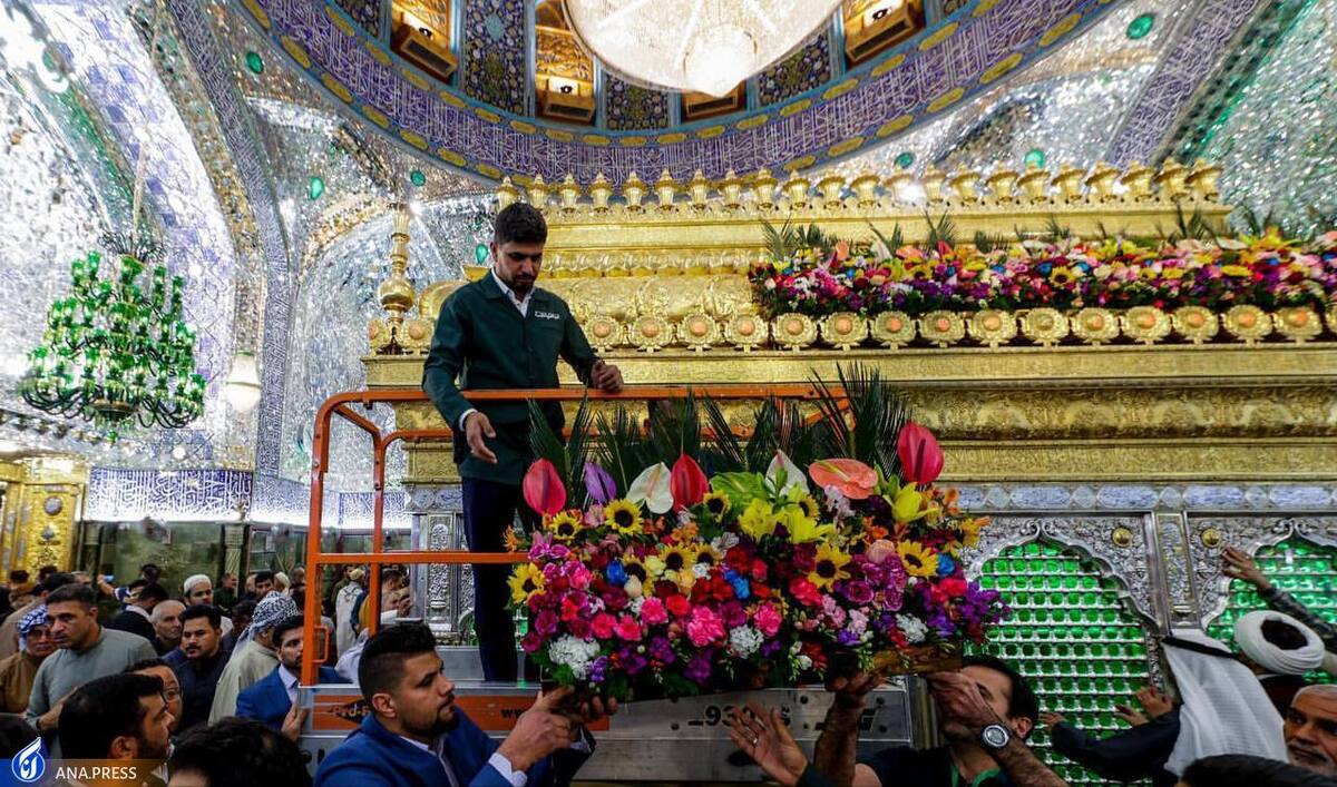 حرم علوی به مناسبت نیمه شعبان گلآرایی شد+ عکس و فیلم