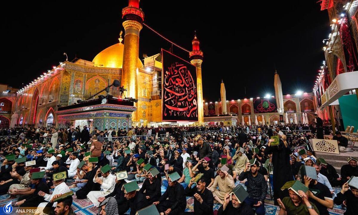 طنین لبیک «یا علی(ع)» در حرم علوی همزمان با نخستین شب قدر + فیلم