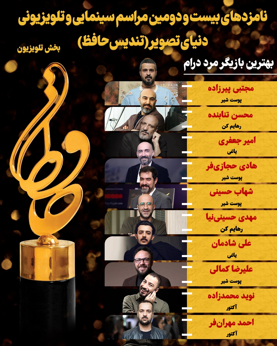 اعلام نامزد‌های بخش تلویزیون جشن حافظ