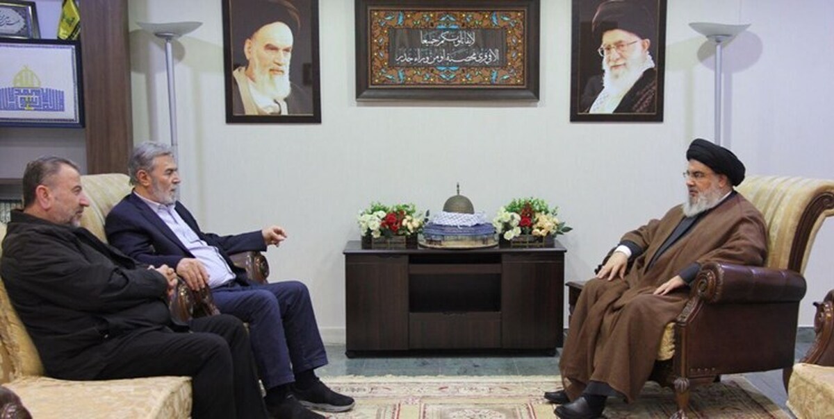 دیدار رهبران حماس و جهاد اسلامی با سیدحسن نصرالله