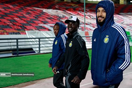 بازدید تیم فوتبال النصر عربستان از ورزشگاه آزادی پیش از دیدار با پرسپولیس