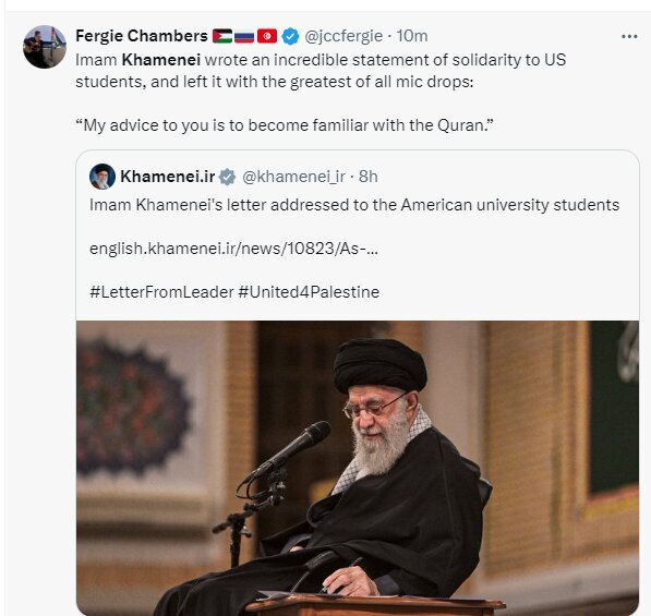 بازتاب نامه رهبر انقلاب به دانشجویان حامی فلسطین در آمریکا در فضای بین&zwnj;المللی