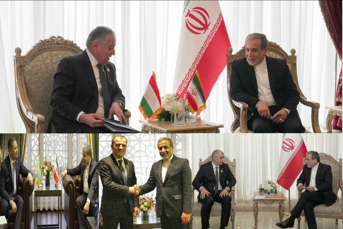 دیدار وزیران خارجه ۴ کشور دیگر با عراقچی حضور و ادای احترام اعضای اکو بر مزار شهید رئیسی