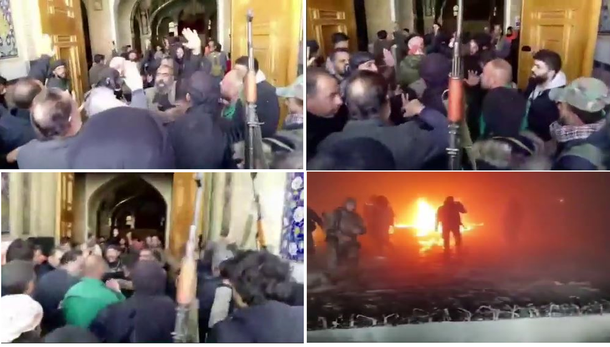 به آتش کشیدن مقبره حافظ اسد تروریستها وارد حرم حضرت زینب(س) شدند +فیلم