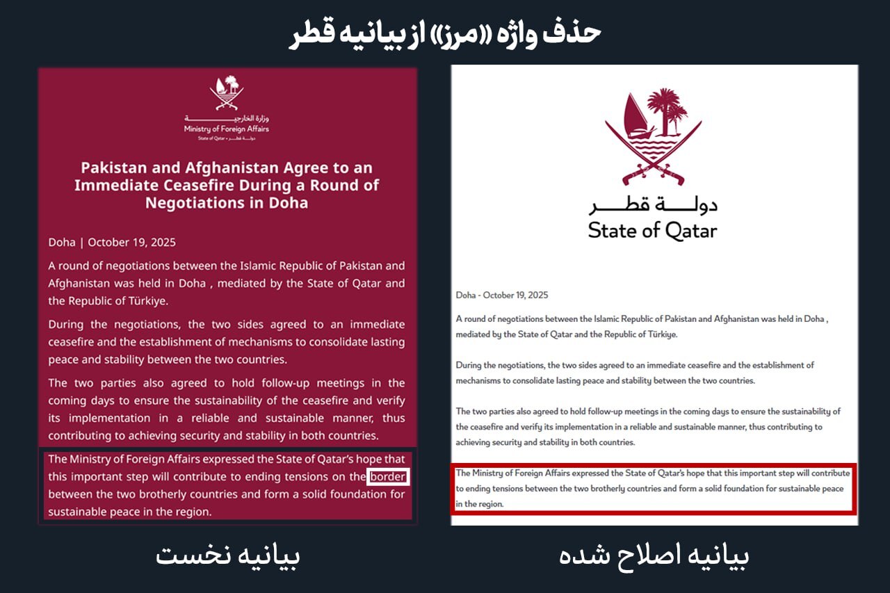 حذف واژه «مرز» از بیانیه قطر؛ حساسیت طالبان روی خط دیورند حذف واژه «مرز» از بیانیه قطر؛ حساسیت طالبان روی خط دیورند