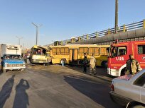 تصادف ۲ اتوبوس در جاده مخصوص کرج؛ ۱۶ نفر مصدوم شدند+ فیلم