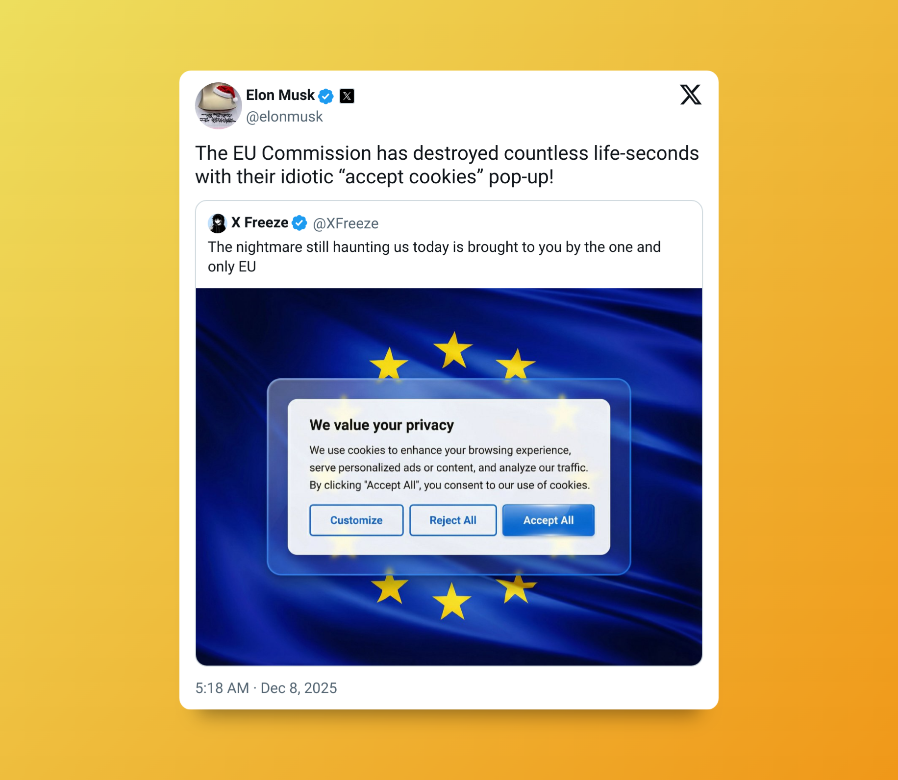 اتحادیه اروپا با جریمه ۱۴۰ میلیون دلاری شبکه اجتماعی ایکس را نقرهداغ کرد اتحادیه اروپا با جریمه ۱۴۰ میلیون دلاری شبکه اجتماعی ایکس را نقرهداغ کرد