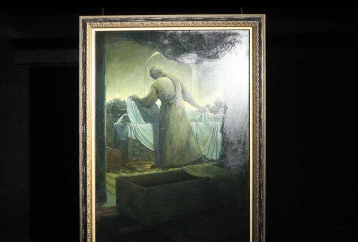 نمایش یک سوگ ماندگار؛ تابلوی «وداع آخر» در حوزه هنری رونمایی شد