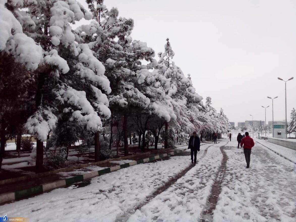دانشگاه آزاد اسلامی واحد قم در یک روز برفی