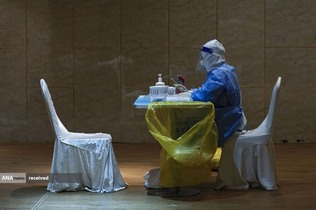 اتاق تست کووید19 از خبرنگارانی که برای پوشش کنفرانس مطبوعاتی و افتتاحیه کنفرانس مشورتی سیاسی مردم چین در هتلی در پکن مستقر شده بودند.