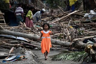 ویرانی های ناشی از طوفان موکا در اردوگاه پناهندگان باسارا در سیتو، میانمار