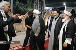 بازدید حجت‌الاسلام سیدعبدالفتاح نواب، نماینده ولی‌فقیه در امور حج و زیارت از موکب الاقصی فلسطینیان در مسیر مشایه و کربلای معلی 