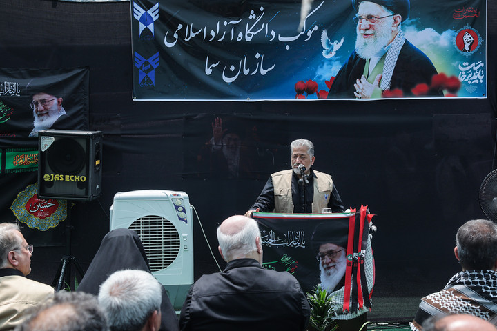 سخنرانی دکتر رنجبر رئیس دانشگاه آزاد اسلامی در موکب مرکزی سازمان سما