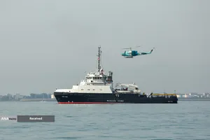 ورود شناور نیروی دریایی روسیه به رزمایش مرکب امداد و نجات دریای خزر ۲۰۲۵