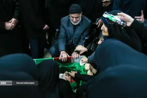 وداع با پیکر&zwnj; مطهر  شهید حجت&zwnj;الاسلام محمد مقیسه رئیس شعبه ۵۳ دیوان عالی کشور در معراج شهدای تهران