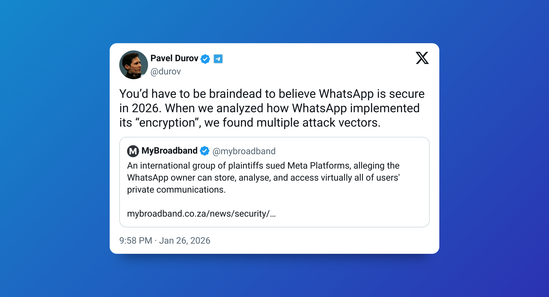 مدیران تلگرام، ایکس و واتساپ ضعف‌های امنیتی یکدیگر را افشا کردند