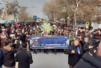 مراسم تشییع پیکر پاک ۴ شهید انتظامی حمله اسرائیلی - آمریکایی به ارومیه + فیلم