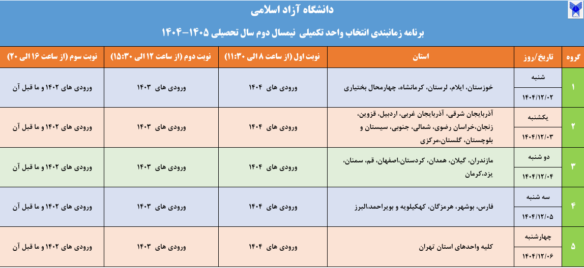 شروع دومین روز انتخاب واحد تکمیلی دانشگاه آزاد در ۱۱ استان شروع دومین روز انتخاب واحد تکمیلی دانشگاه آزاد در ۱۱ استان