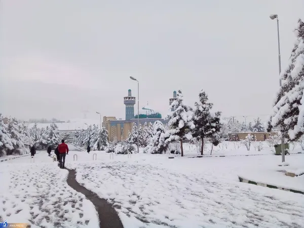 دانشگاه آزاد اسلامی واحد قم در یک روز برفی