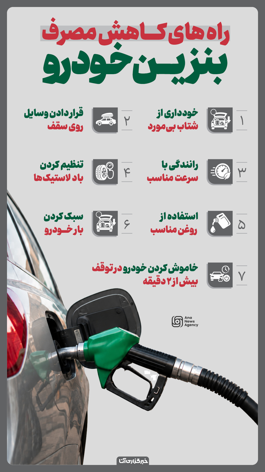 راه‌های کاهش مصرف بنزین