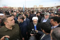 آیت الله آملی لاریجانی در راهپیمایی ۲۲ بهمن حضور یافت