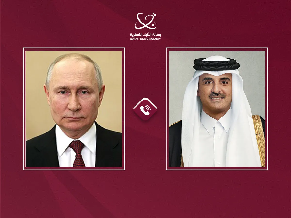 امیر قطر و رئیس‌جمهور روسیه 
