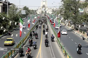 رژه بزرگ موتور سواران جان فدا در تهران