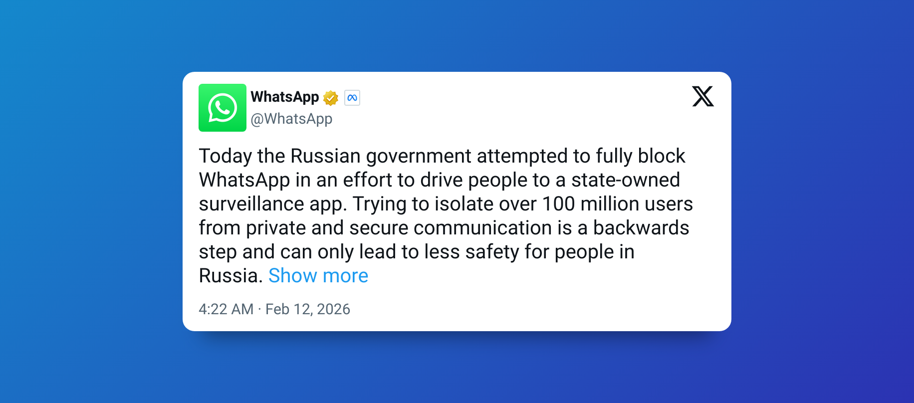 دولت روسیه پیام‌رسان واتس‌اپ را فیلتر و مکس را جایگزین آن کرد