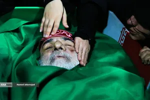 وداع با پیکر&zwnj; مطهر  شهید حجت&zwnj;الاسلام محمد مقیسه رئیس شعبه ۵۳ دیوان عالی کشور در معراج شهدای تهران