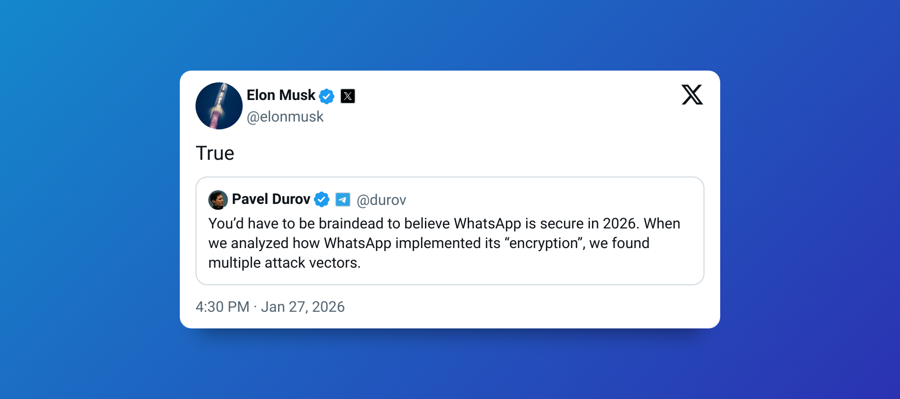 مدیران تلگرام، ایکس و واتساپ ضعف‌های امنیتی یکدیگر را افشا کردند