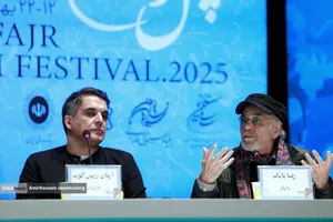 رضا بابک بازیگر و آرمان زرین&zwnj;کوب کارگردان در نشست خبری فیلم سینمایی ترک عمیق