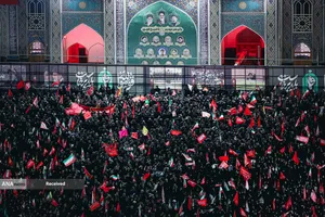 مراسم اقامه نماز بر پیکر مطهر رهبر شهید انقلاب در حرم رضوی
