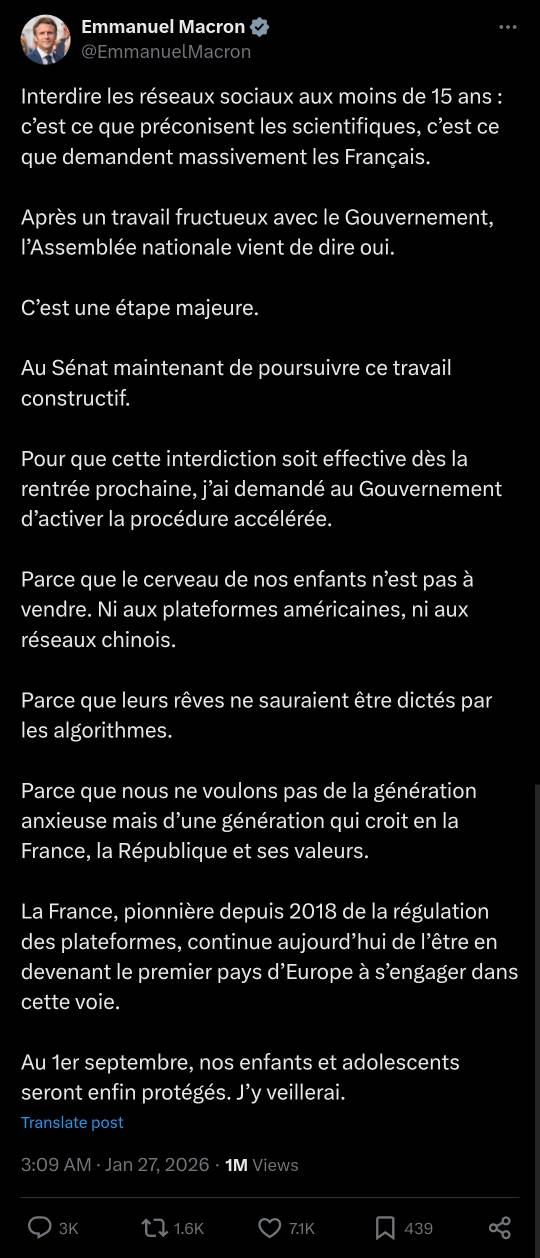 مجلس ملی فرانسه ممنوعیت استفاده افراد زیر ۱۵ سال از شبکههای اجتماعی را تصویب کرد مجلس ملی فرانسه ممنوعیت استفاده افراد زیر ۱۵ سال از شبکههای اجتماعی را تصویب کرد