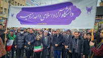 حضور حماسی دانشگاهیان آزاد ارومیه در راهپیمایی 22 بهمن؛ تجلی وفاداری به انقلاب و رهبری