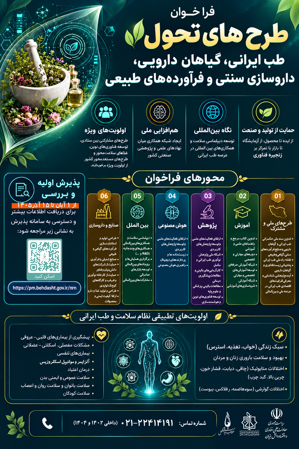 فراخوان ملی طرح‌های تحول طب ایرانی و صنایع گیاهان دارویی