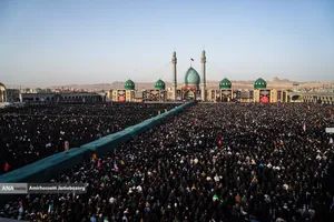 آیین بدرقه و تشییع رهبر شهید در مسجد مقدس جمکران