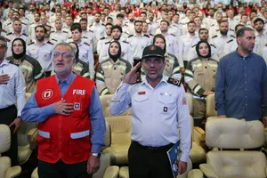 مراسم بزرگداشت روز آتش&zwnj;نشان در برج میلاد تهران