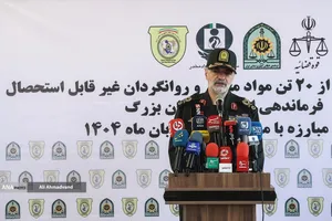 سردار احمدرضا رادان فرمانده کل فراجا در مراسم امحای ۲۰ تن مواد مخدر در تهران