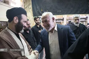 ناصر ابوشریف نماینده جنبش جهاد اسلامی فلسطین در تهران مراسم چهلم شهادت حاج محمدسعید ایزدی(حاج رمضان)