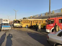 تصادف ۲ اتوبوس در جاده مخصوص کرج؛ ۱۶ نفر مصدوم شدند+ فیلم