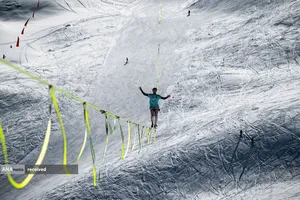 فیلیپ سوبی اسکی باز در پیست اسکی در ارتفاعات فرانسه