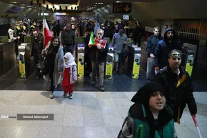 حضور مردم در متروی تهران - راهپیمایی روز قدس تهران
