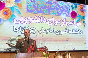 سخنرانی امیر علی مهدوی، فرمانده دانشگاه افسری امام علی (ع) در مراسم ازدواج دانشجویی دانشگاه افسری امام علی(ع) نیروی زمینی ارتش