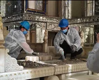 عملیات حفاظت اضطراری تزئینات ایوان تخت مرمر کاخ گلستان به پایان رسید