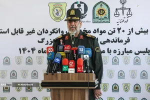 سردار عباسعلی محمدیان فرمانده انتظامی تهران بزرگام در مراسم امحای ۲۰ تن مواد مخدر در تهران