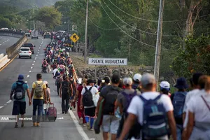 حرکت کاروان مهاجران در ایالت چیاپاس، مکزیک.