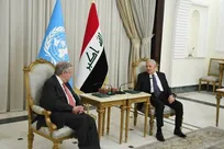 دیدار رئیس‌جمهور عراق و دبیرکل سازمان ملل در بغداد