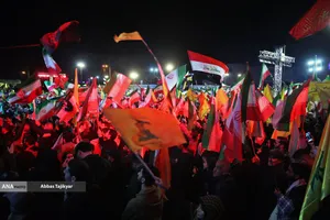 اجتماع مردمی در حمایت از رزمندگان اسلام و وداع با سردار شهید خادمی