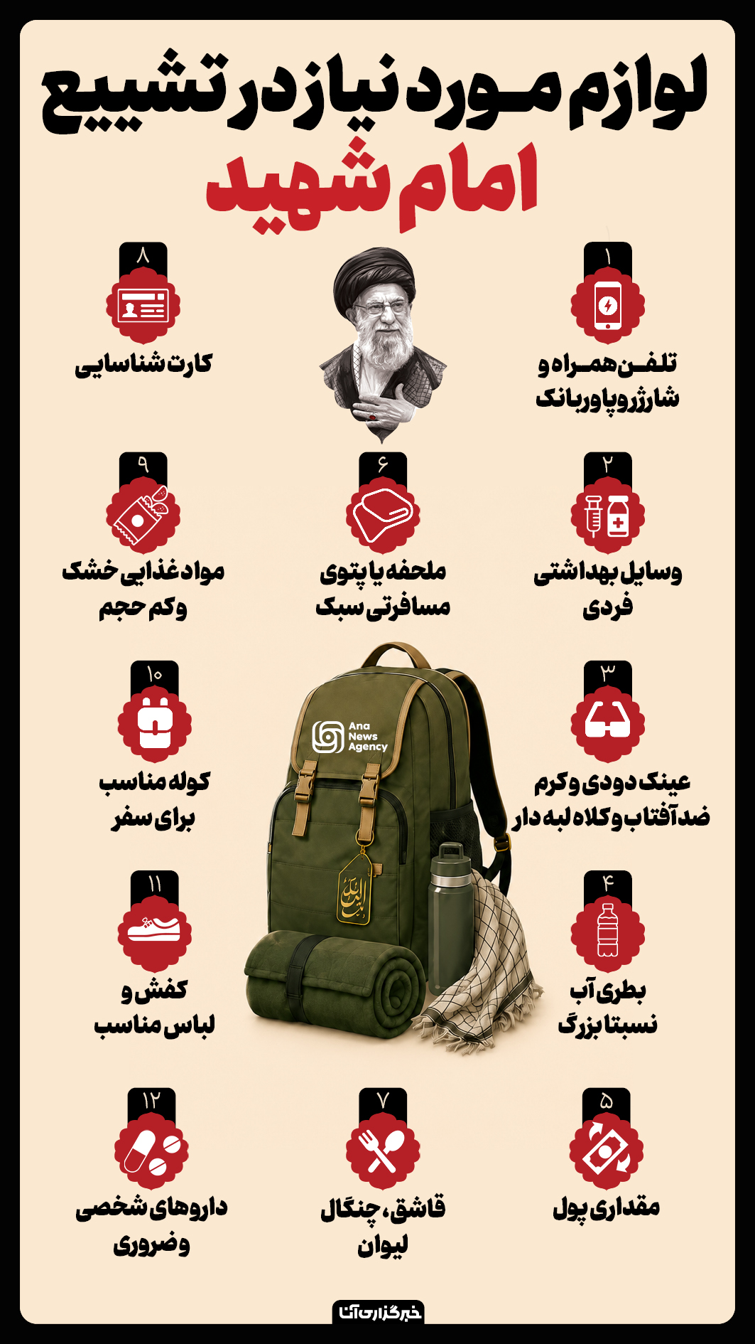 لوازم مورد نیاز در تشییع امام شهید